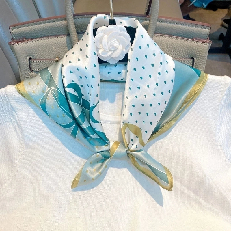 Women's Minimalist Classic Style Color Block Silk Printing Silk Scarf