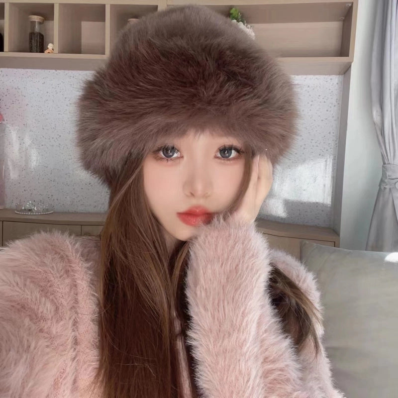 New Hat Winter New Thickened Warm Faux Fur Fashion Simple Fisherman Hat Faux Mink Women's Mongolian Hat