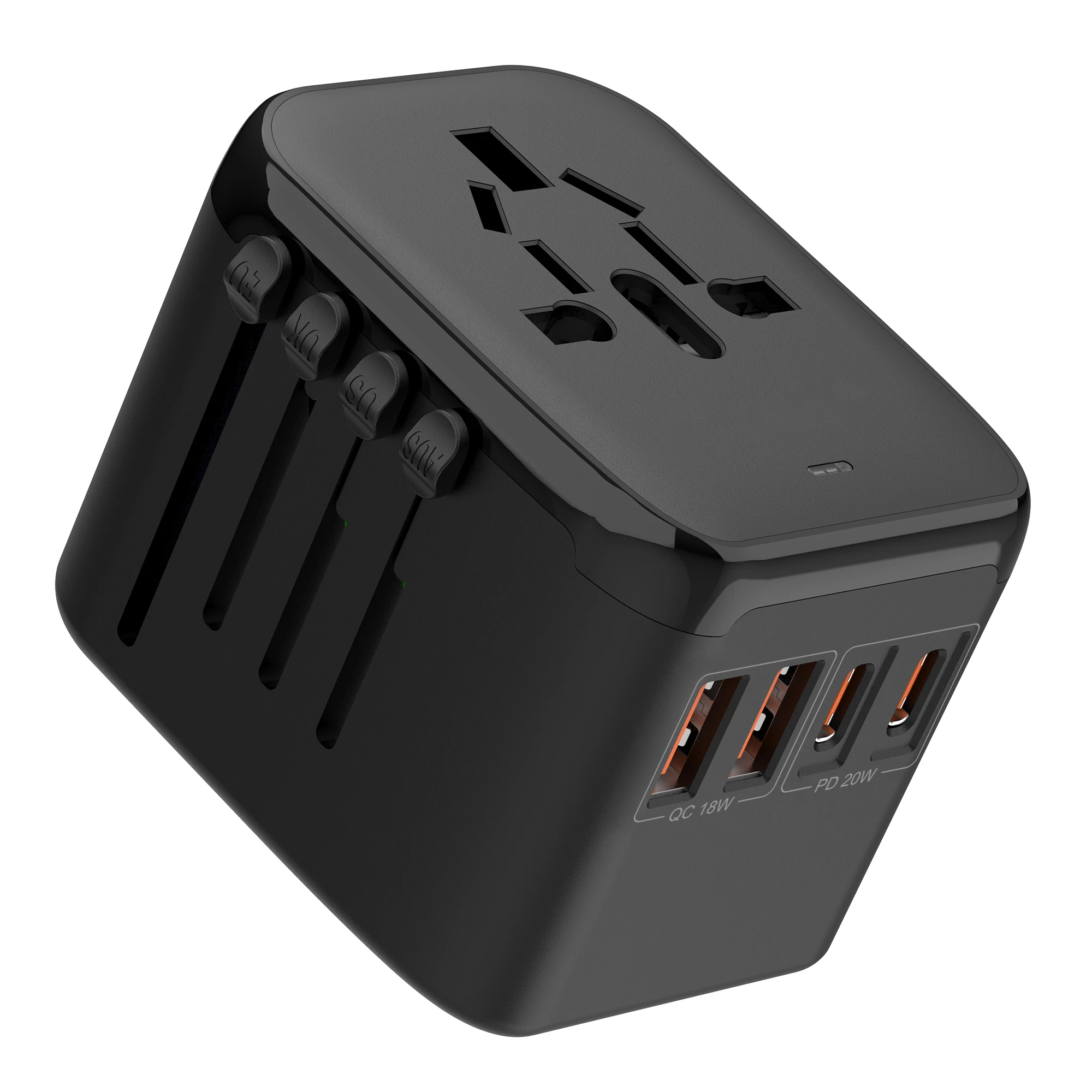 All in One Universal Travel Plug Adapter with Dual USB A and C Ports Worldwide Compatible with USA EU UK AUS Socket