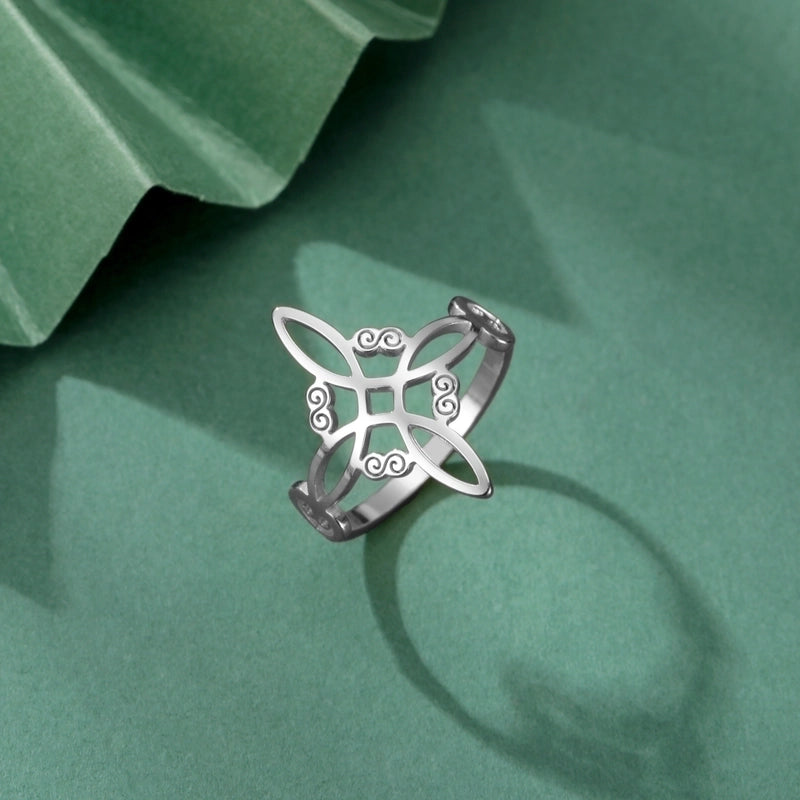 Hip-Hop Retro Witches Knot Titanium Steel Plating Rings