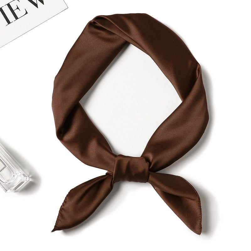 Simple Solid Color Scarf Women's Silk Small Square 70cm Basic Matching Shirt Professional Scarf Tie Hair