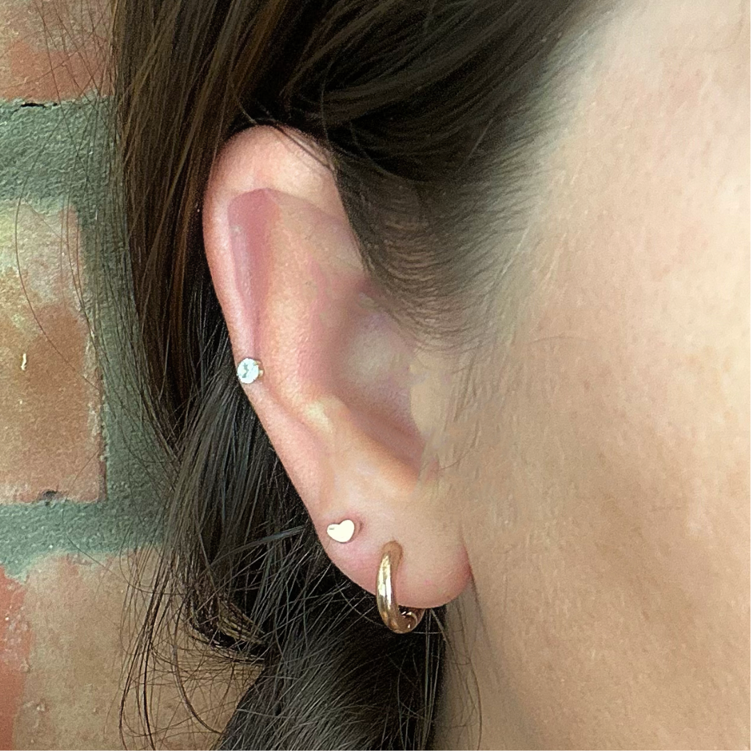 4mm Baby heart studs - Rose gold