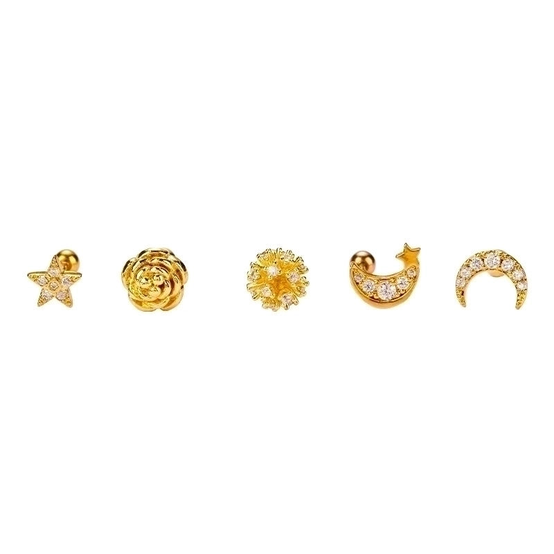 Minimalist Cross Flower Stainless Steel Copper Plating Inlay Zircon Ear Studs 1 Piece