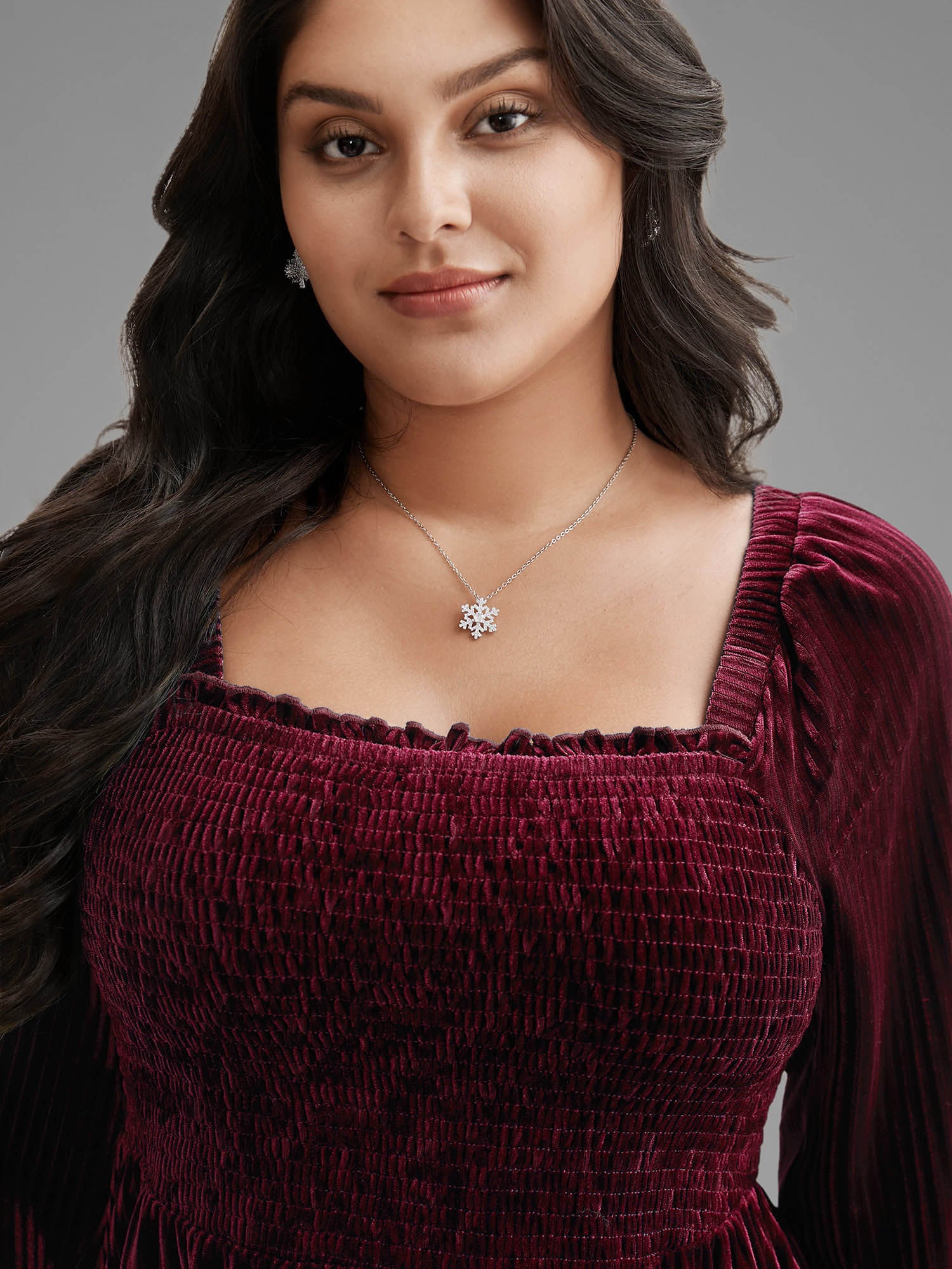 Velvet Smocked Bodice Jersey Top