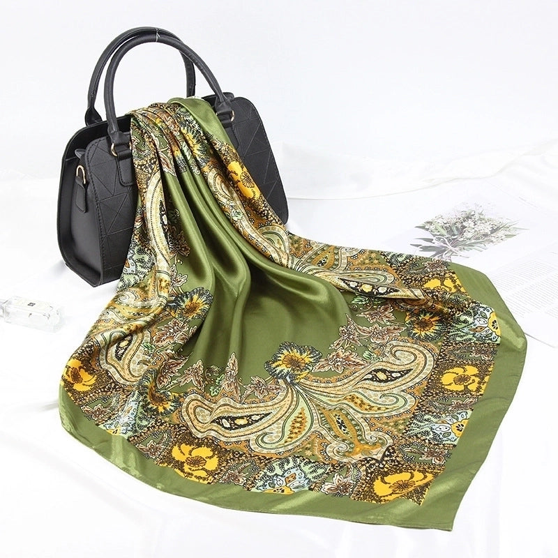 Women's Retro Flower Satin Printing Scarves & Gloves