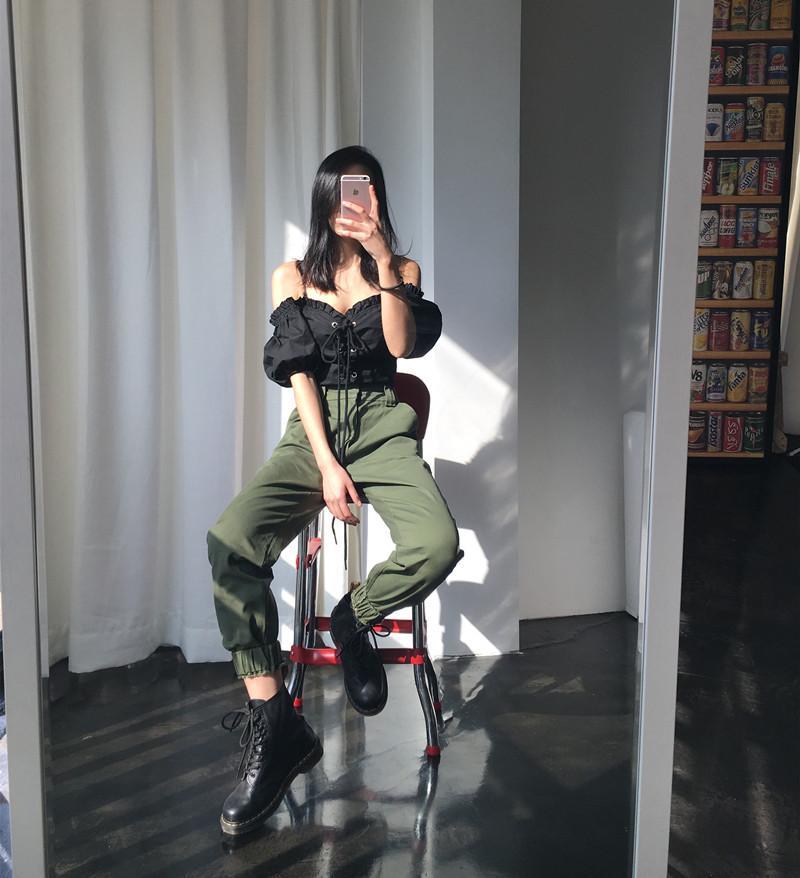 High Waisted Cargo Trousers
