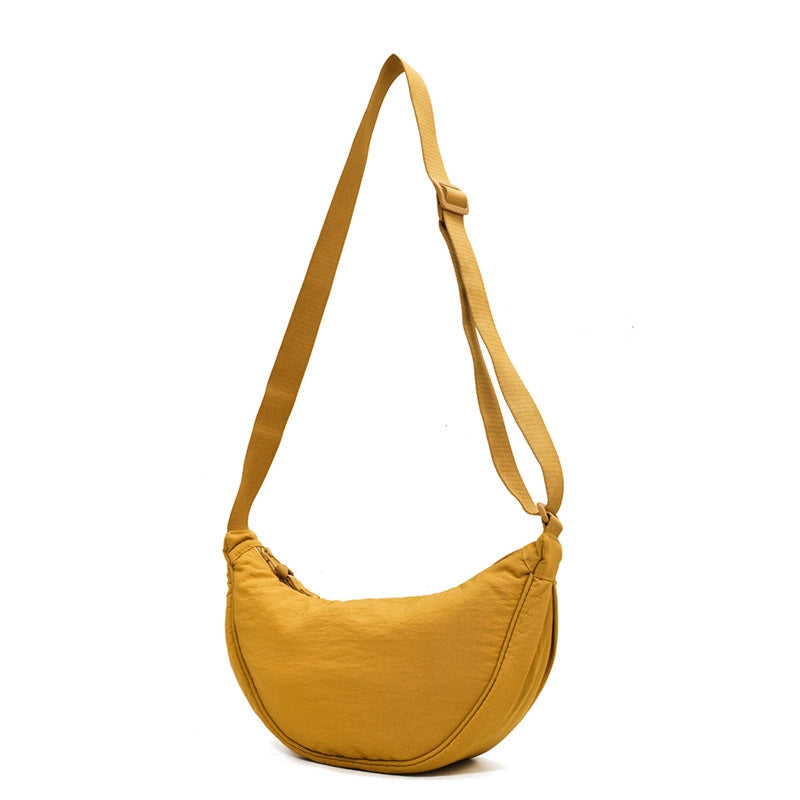 Women's Nylon Solid Color Streetwear Dumpling Shape Zipper Crossbody Bag