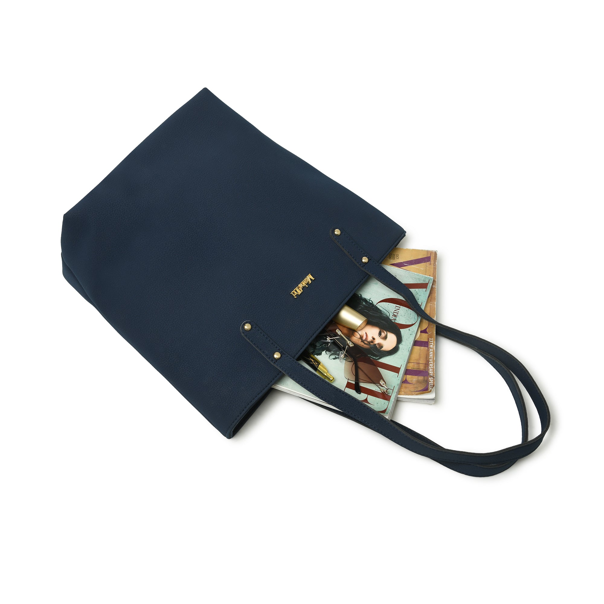 Era Vegan Leather Tote- Navy Blue