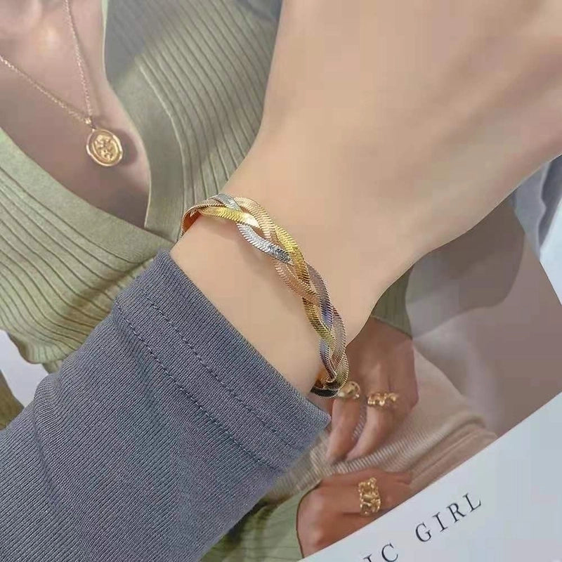 Fashion Twist 304 Stainless Steel 18K Gold Plated Rose Gold Plated Plating Stainless Steel Jewelry Sets