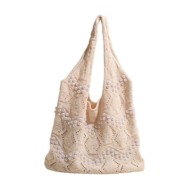 Women's Basic Classic Style Solid Color Knit Shopping Bags