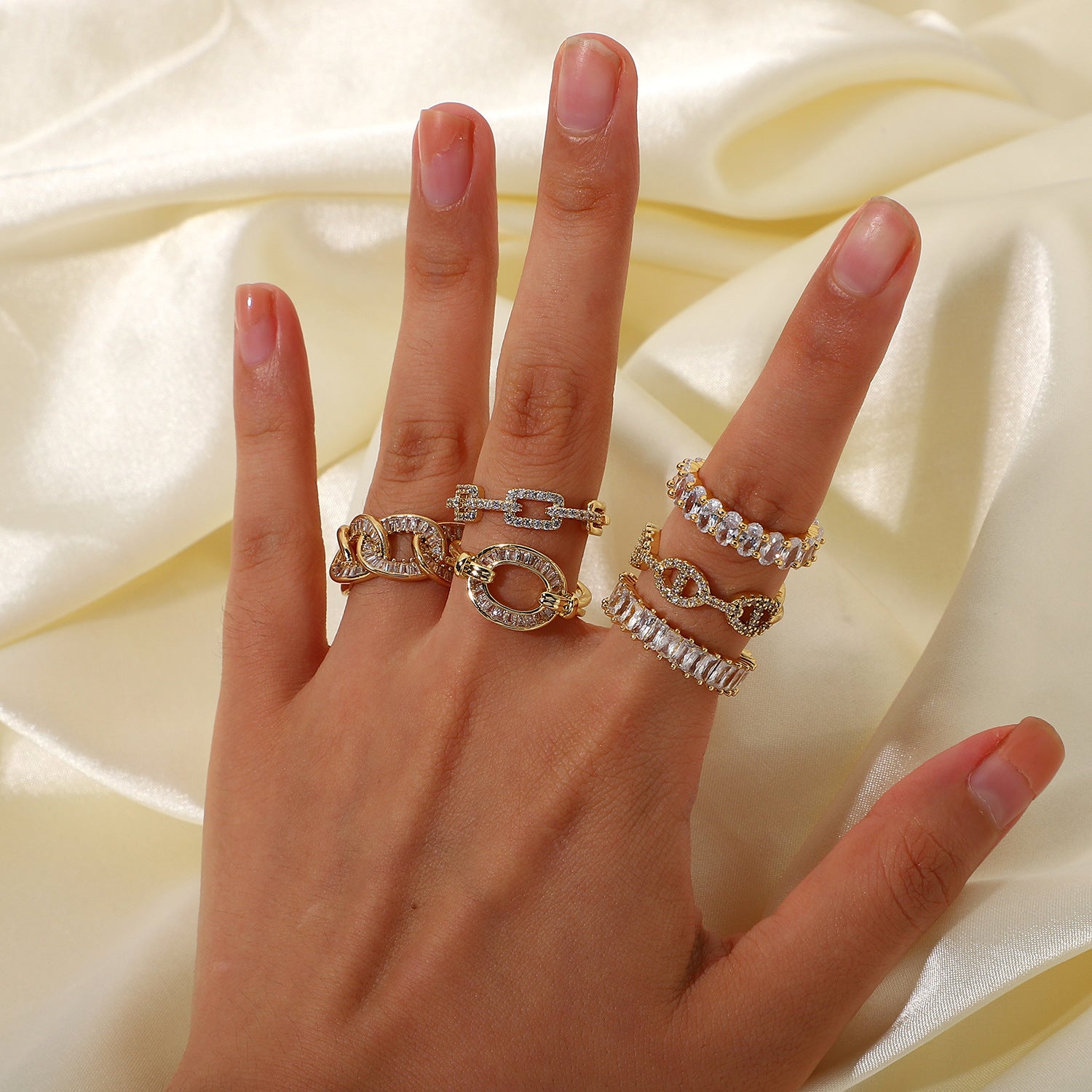 Women IG Style Circle Copper 18K Gold Plated Rings