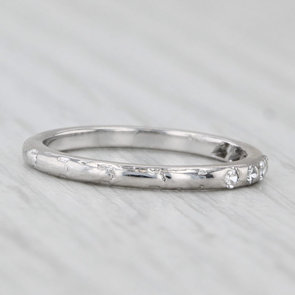 Traub Orange Blossom Art Deco Wedding Band Platinum Stackable Ring Size 4.75