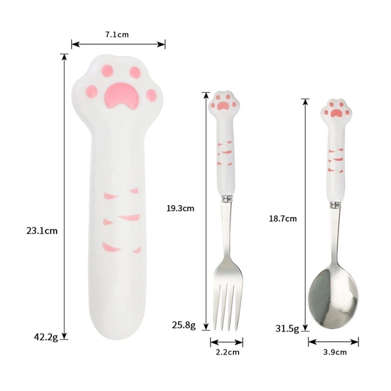 Cute Cat Stainless Steel Plastic Silica Gel Tableware