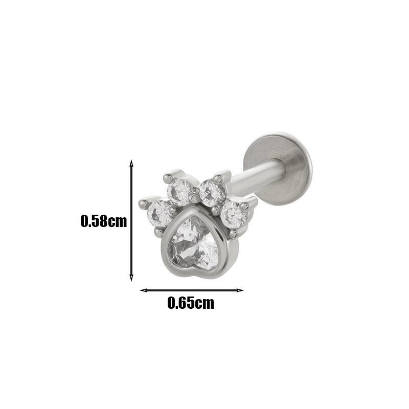 1 Piece Lip Rings Minimalist Heart Shape Flower Butterfly 316L Stainless Steel  Copper Plating Inlay Zircon