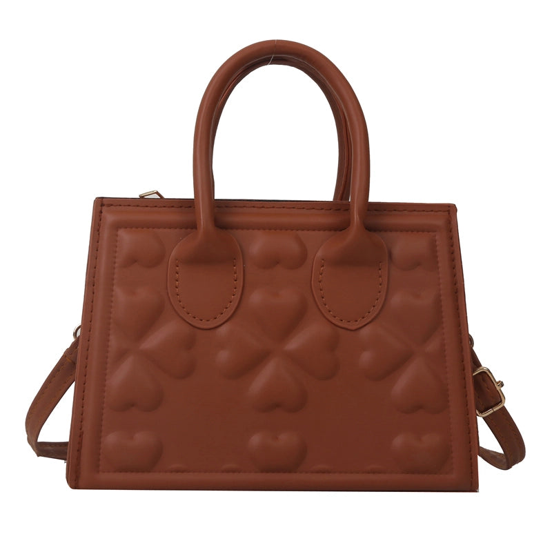 Women's All Seasons Pu Leather Four Leaf Clover Solid Color Elegant Square Zipper Handbag