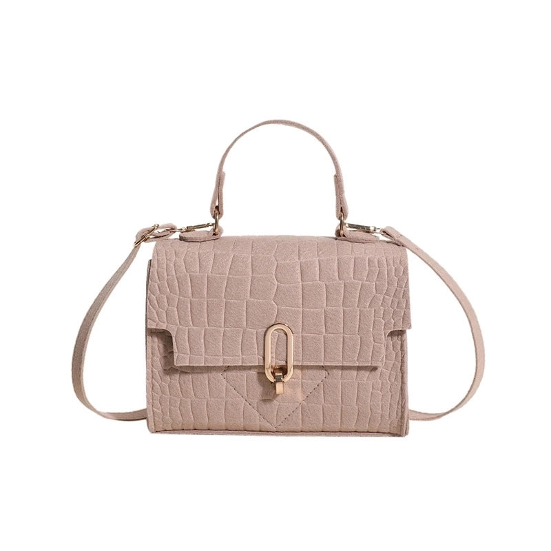 Women's Medium Felt Solid Color Streetwear Flip Cover Handbag