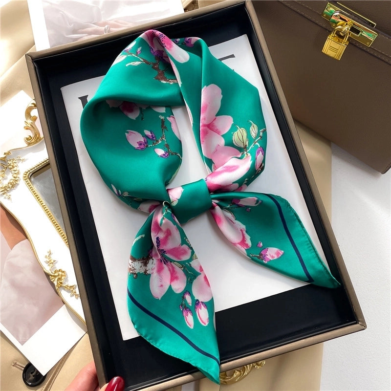 Women's Elegant Minimalist Color Block Polyester Printing Silk Scarf