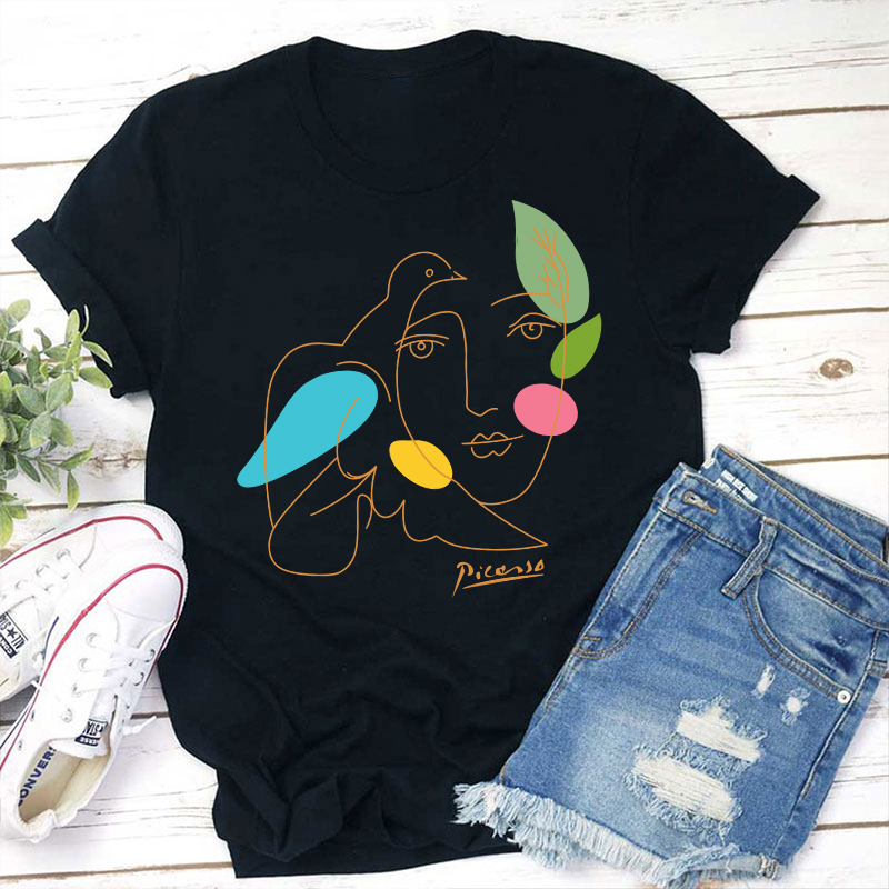 Woman And Bird Art Teacher T-Shirt