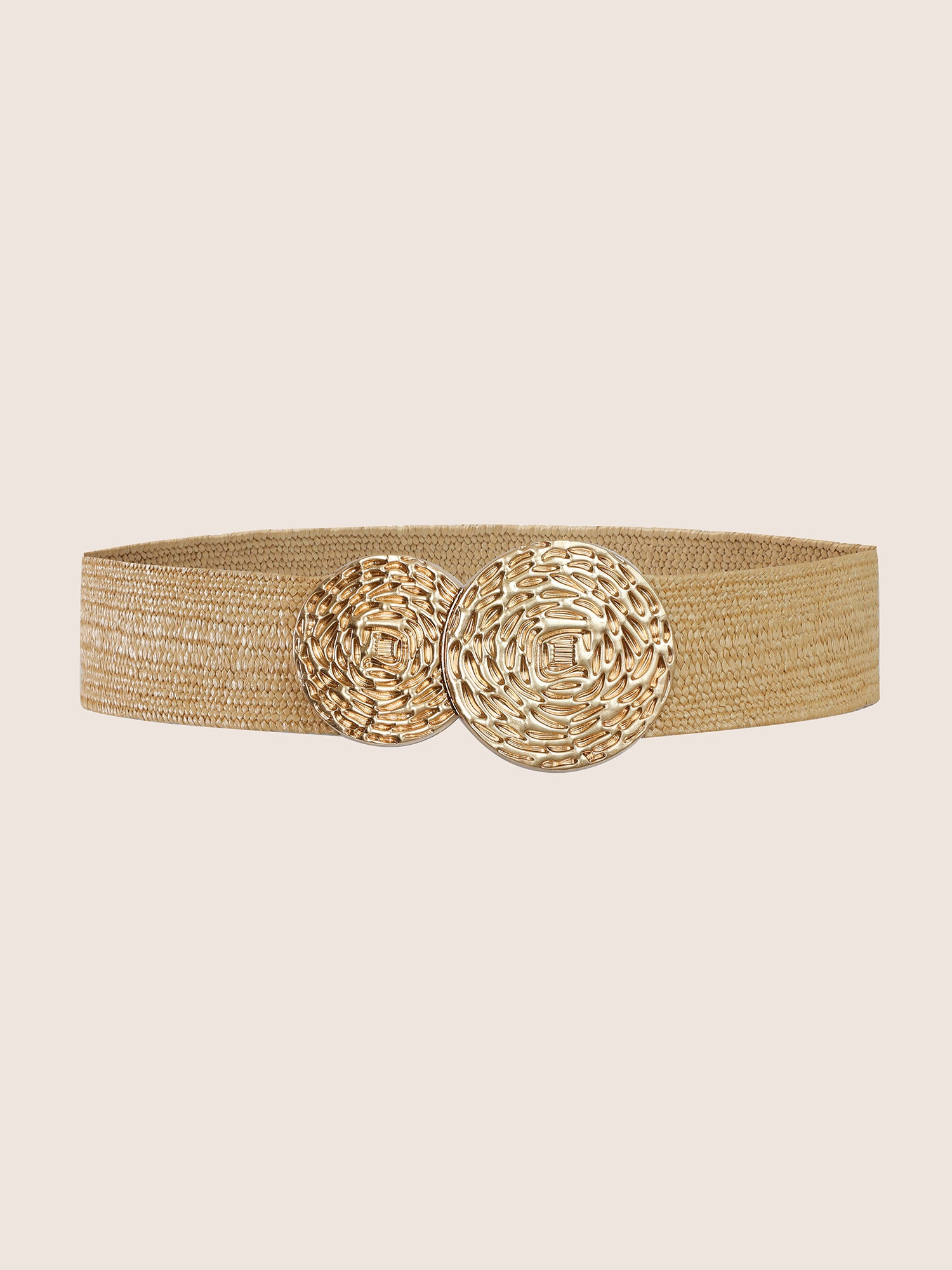 Geometric Metal Buckle Detail Elastic Weave Belt