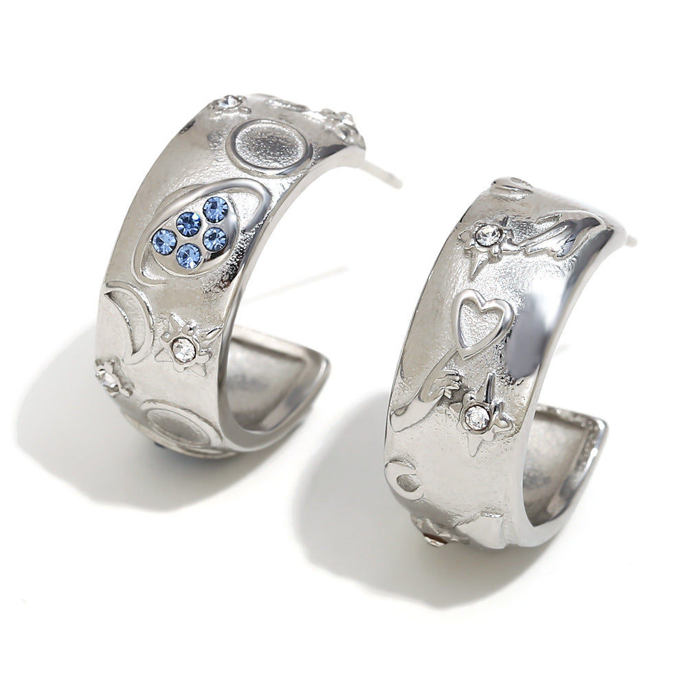 Ins Fashion Niche Advanced Versatile Ring Bracelet Stainless Steel 18K Gold Plated Tarot Earrings Female