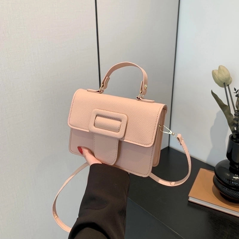 Women's Pu Leather Solid Color Basic Flip Cover Handbag
