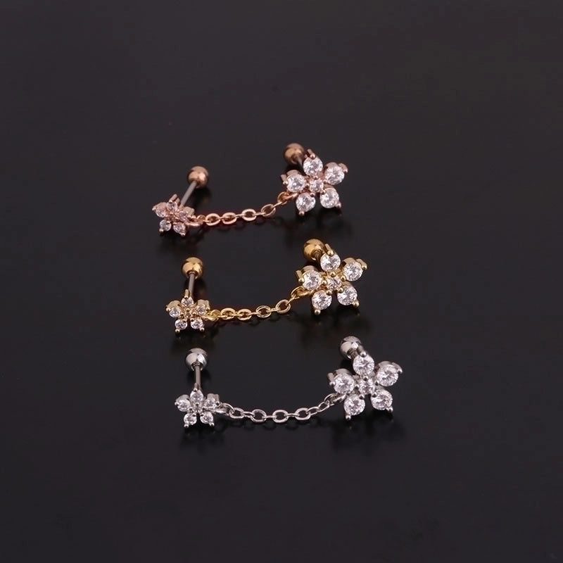 Ear Cartilage Rings & Studs Fashion Geometric 316L Stainless Steel  Copper Inlaid Zircon