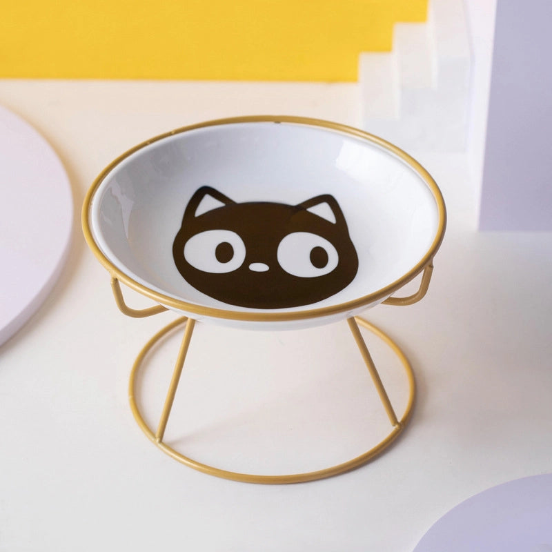 Pet Ceramic Bowl Cat Plate High Cat Food Plate Snack Plate Canned Plate Anti-cervical Spondylosis Anti-overturning Cat Bowl