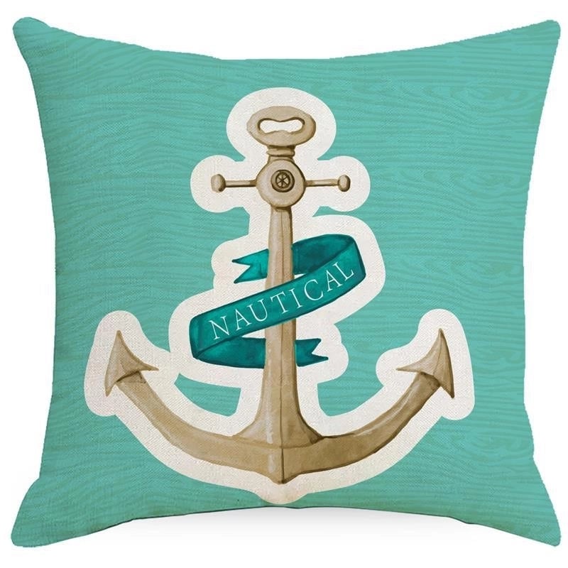 Minimalist Classic Style Commute Letter Ocean Linen Pillow Cases