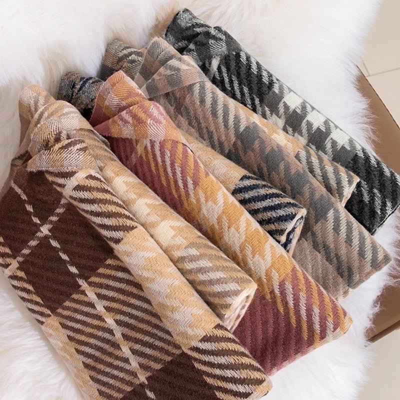 Women's  Plaid Imitation Cashmere Tassel Scarf