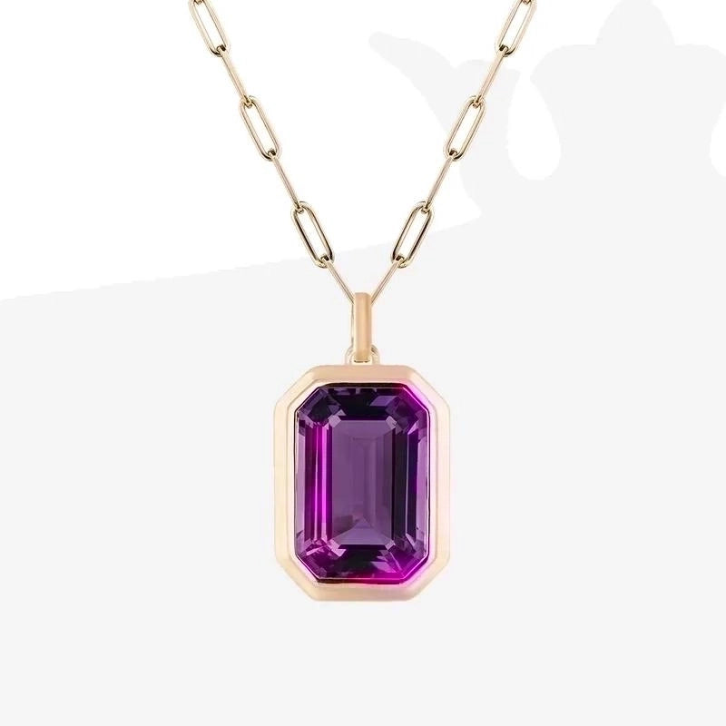 Square 304 Stainless Steel Zircon Plating Inlay Stainless Steel Necklaces