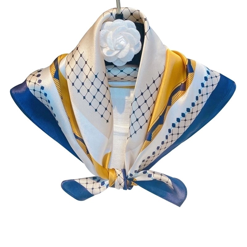Women's Minimalist Classic Style Color Block Silk Printing Silk Scarf