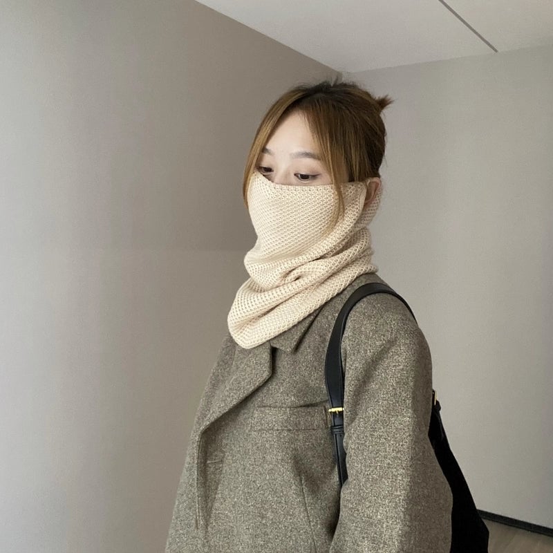 Unisex Minimalist Solid Color Polyester Crochet Lace Scarf Mask