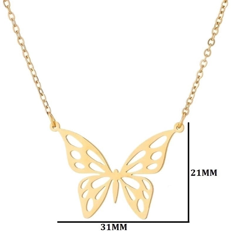 Fashion Butterfly 201 Stainless Steel 18K Gold Plated Plating Stainless Steel Necklaces