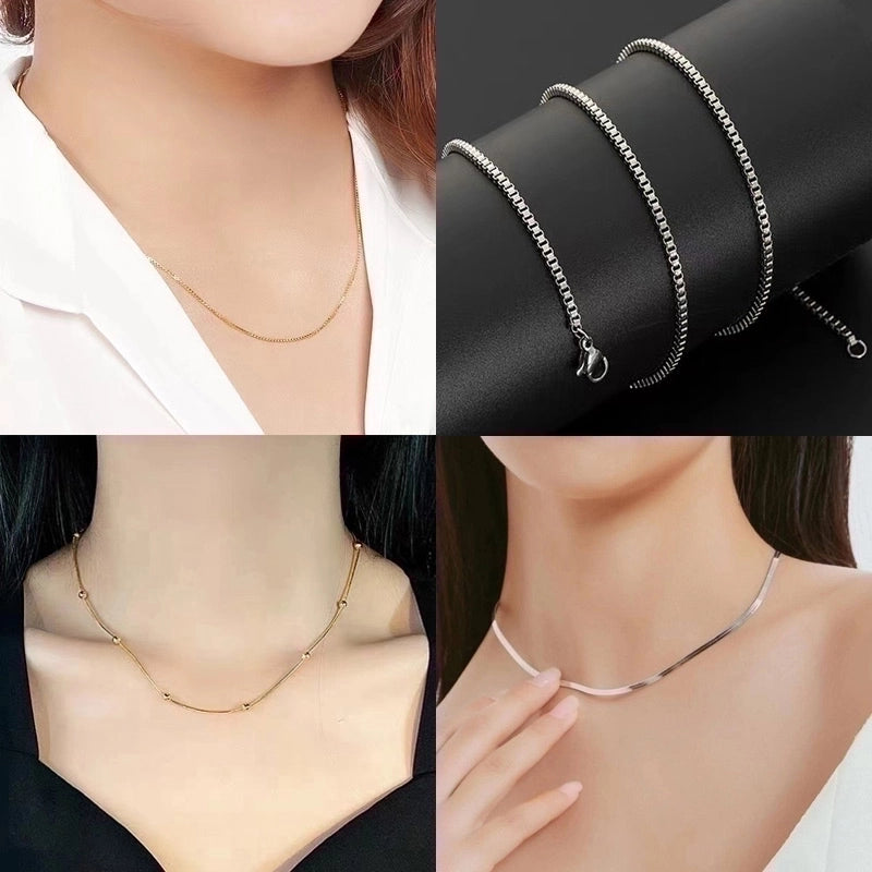 Minimalist Solid Color Stainless Steel Necklace In Bulk