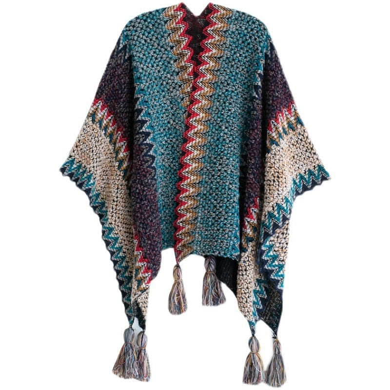 Women's Ethnic Style Plaid Acrylic Tassel Shawl