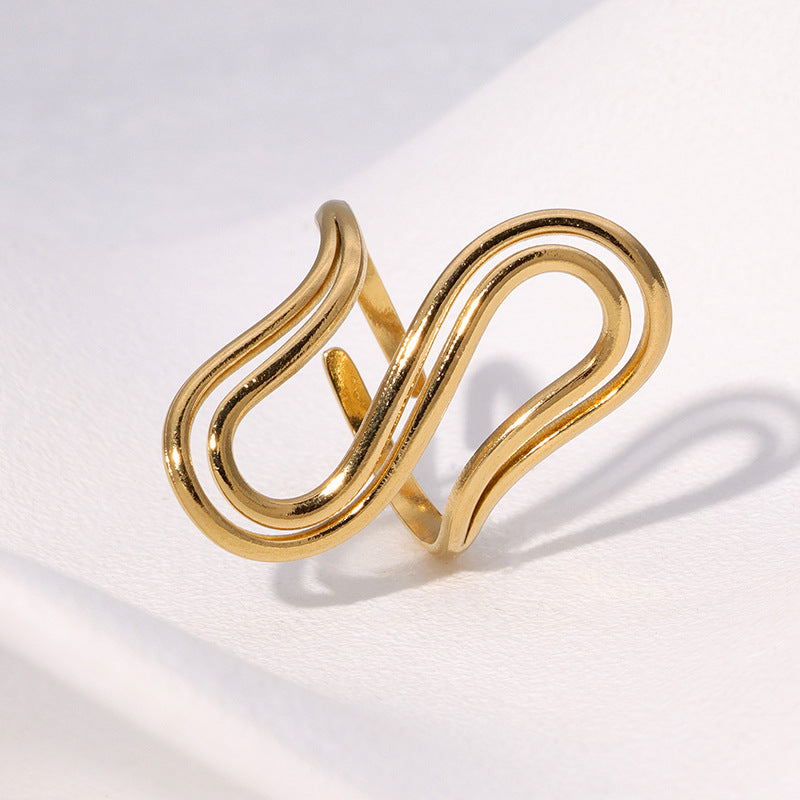 Minimalist Cold Style Special S-Shaped Niche Design Geometric Simple Versatile Stainless Steel Ring Female