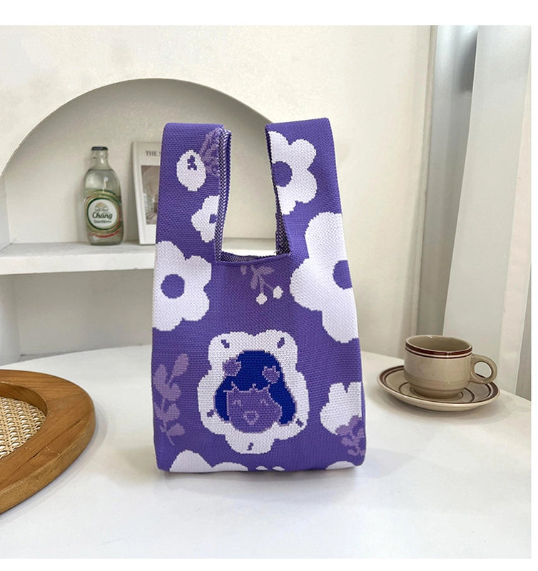 Women's Medium Polyester Flower Basic Vintage Style Square Open Shopping Bags