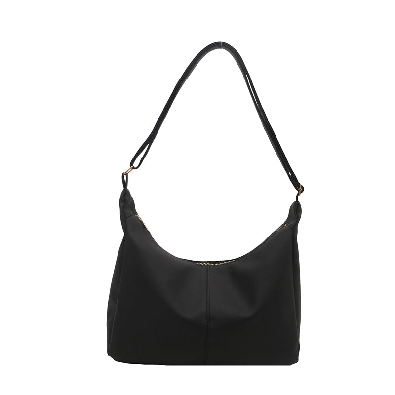 Women's Pu Leather Solid Color Basic Dumpling Shape Zipper Shoulder Bag