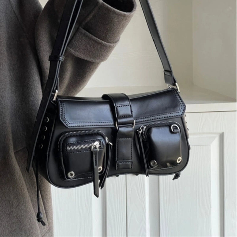 Women's Medium All Seasons Pu Leather Solid Color Streetwear Square Zipper Underarm Bag