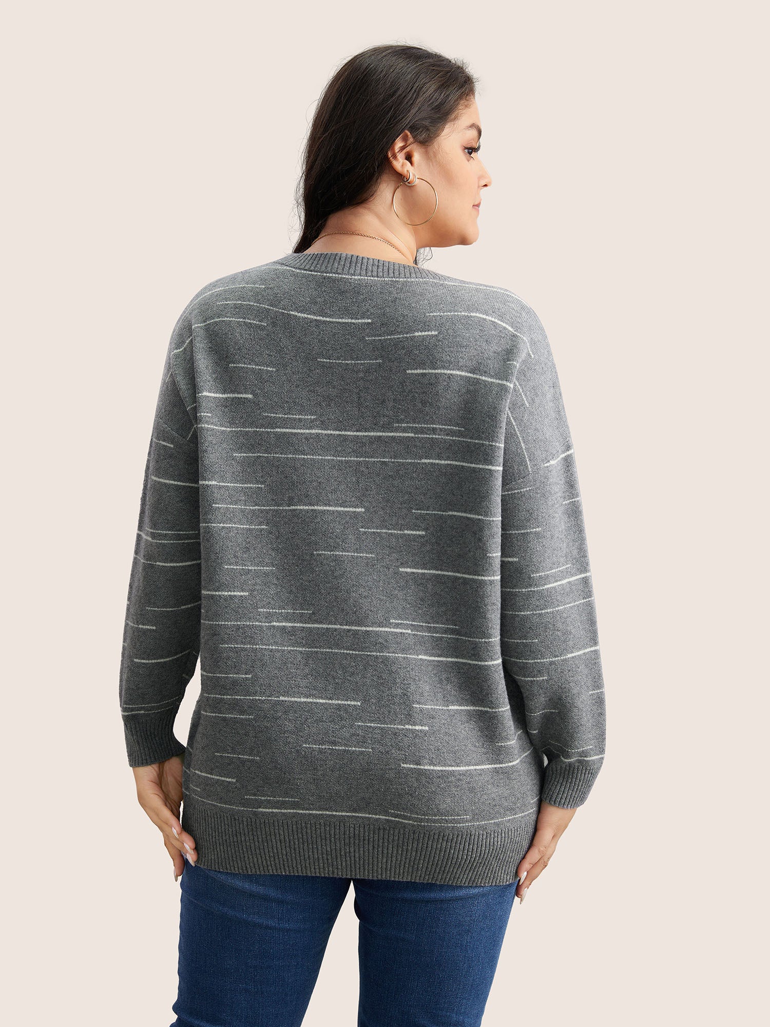 Supersoft Essentials Asymmetrical Striped Round Neck Pullover