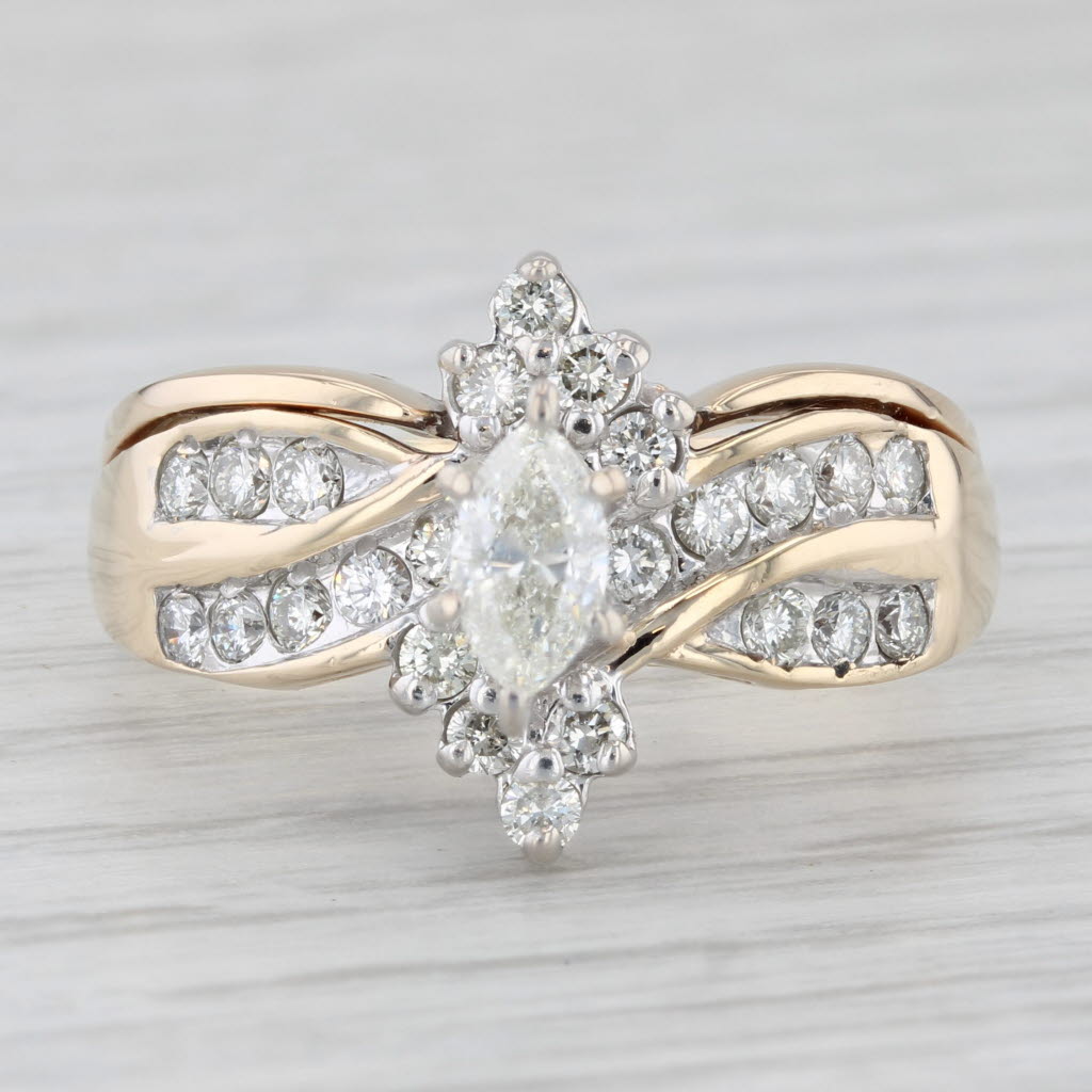 0.87ctw Marquise Diamond Engagement Ring 14k Yellow Gold Size 9