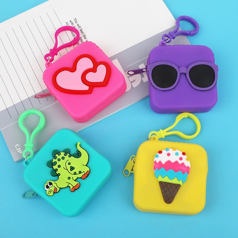 20 Pieces New Cartoon Silicone Change Storage Bag Silicone Data Cable Storage Bag Children's Points Card Storage Bag