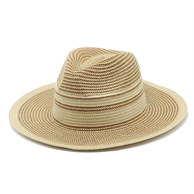 Women's Minimalist Classic Style Color Block Flat Eaves Straw Hat
