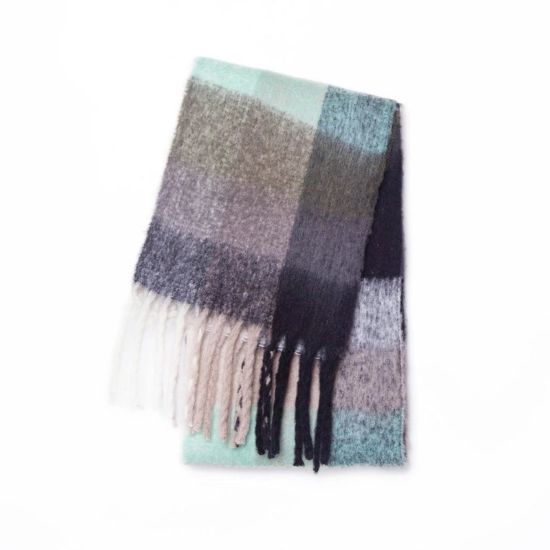 Women's Casual Minimalist Lattice Polyester Tassel Scarf