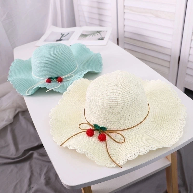 Women's Streetwear Cherry Ruffles Straw Hat
