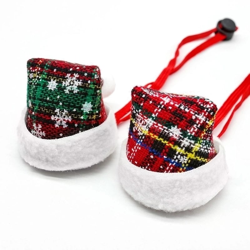 Christmas Streetwear Pu Leather Christmas Plaid Pet Hat
