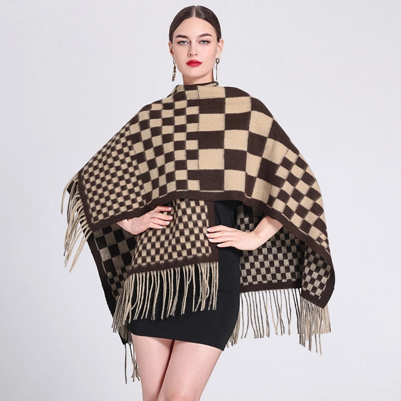 Women's Streetwear Plaid Blended Shawl