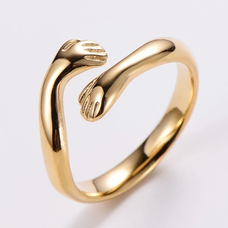 3 Pieces Stainless Steel 18K Gold Plated Fashion Inlay Hand Number Bow Knot Zircon Open Ring