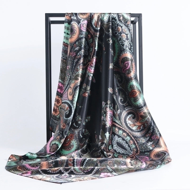 Women's Minimalist Flower Satin Printing Scarves & Gloves