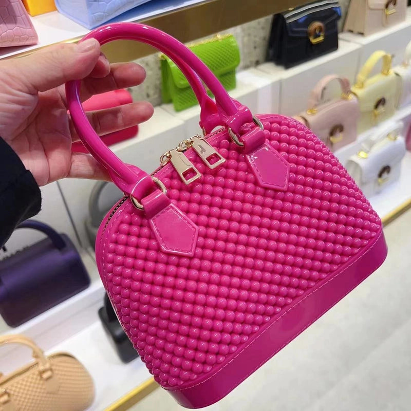 Women's Pvc Solid Color Fashion Shell Zipper Shoulder Bag Crossbody Bag Dome Bag